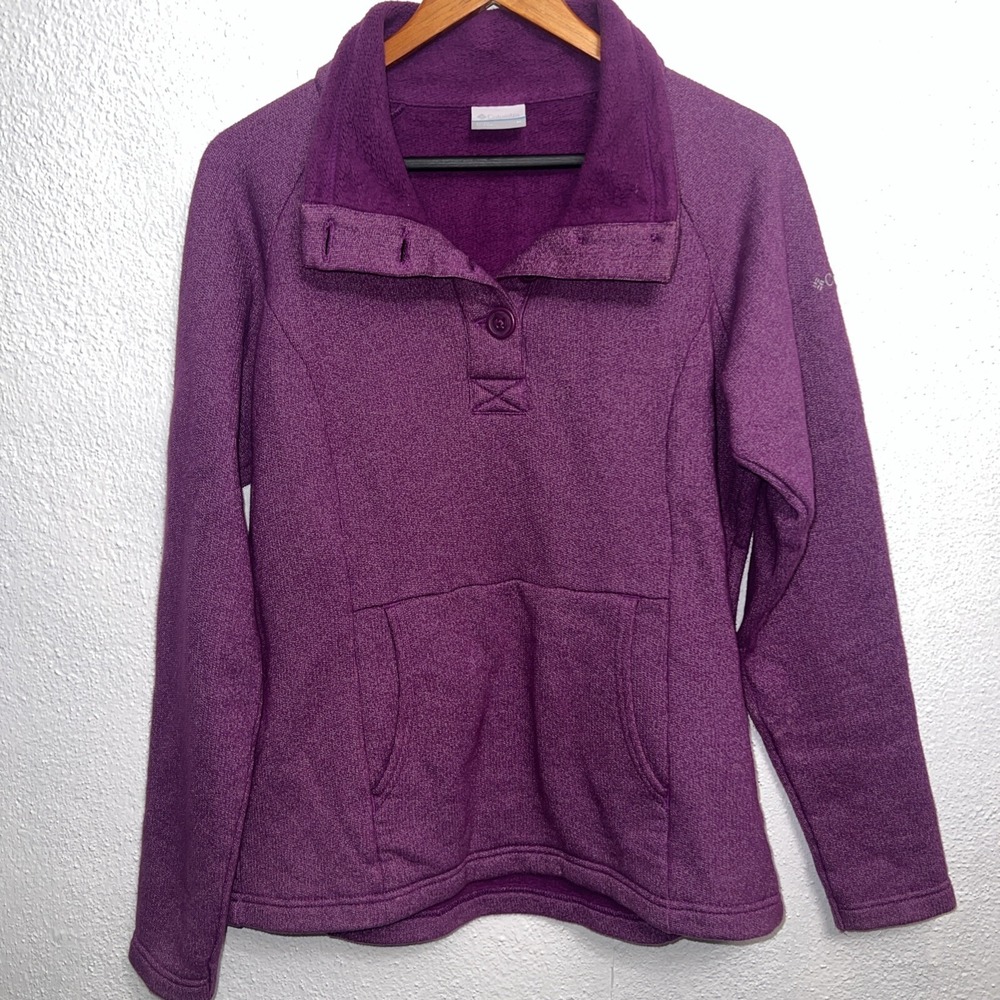 Columbia Sweater Women Medium Pull Over Jacket Quarter 4‎ Button Ladies Top